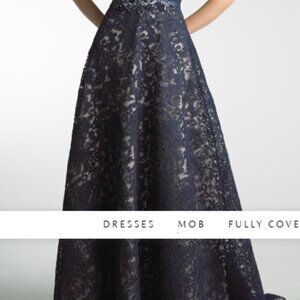 Basix Black Label D9289L mothers evening social event gown dress sz 14 Navy NEW